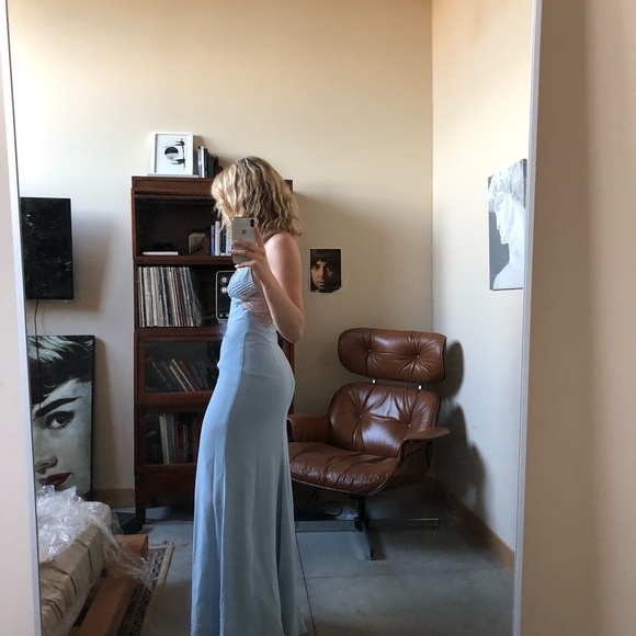 Beaded blue pageant gown/prom dress - Picture 2 of 5